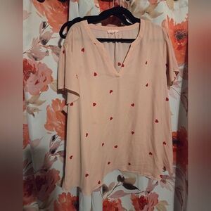 Maurices Light Pink Heart Print Blouse